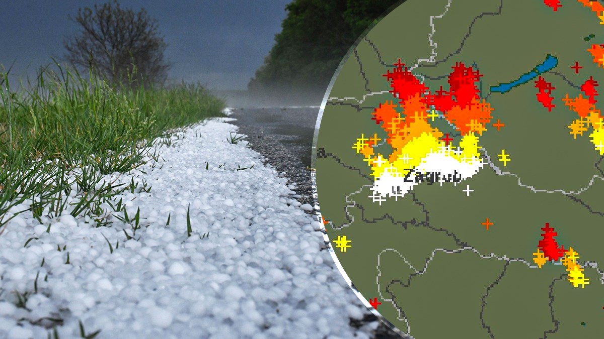 Sjever Hrvatske pogodilo jako nevrijeme, padala tuča. U Varaždinu 2000 munja